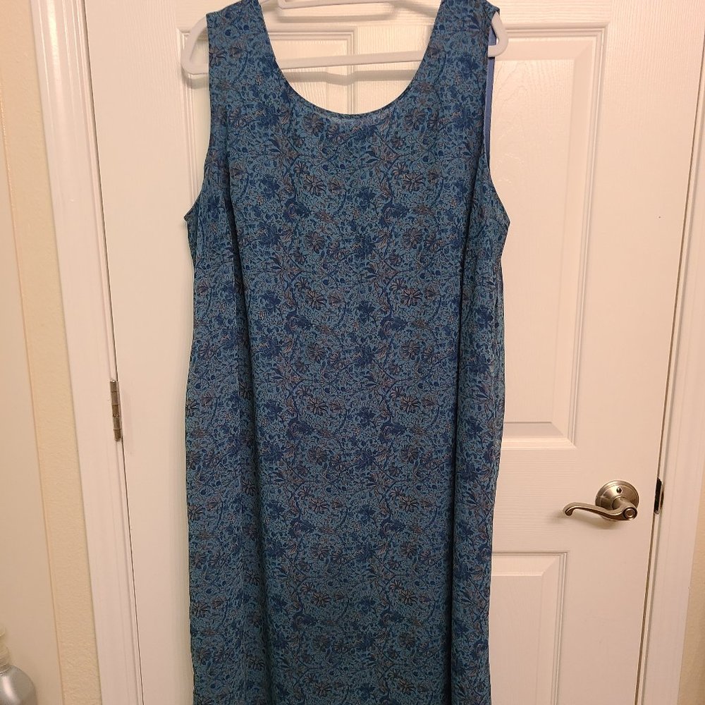 Venezia Teal Floral Leaf Long Straight Lined Chiffon Dress 22/24